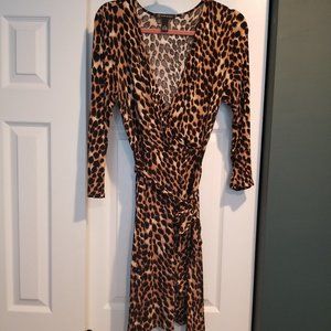 EUC INC Faux Cheetah Wrap-Dress Medium